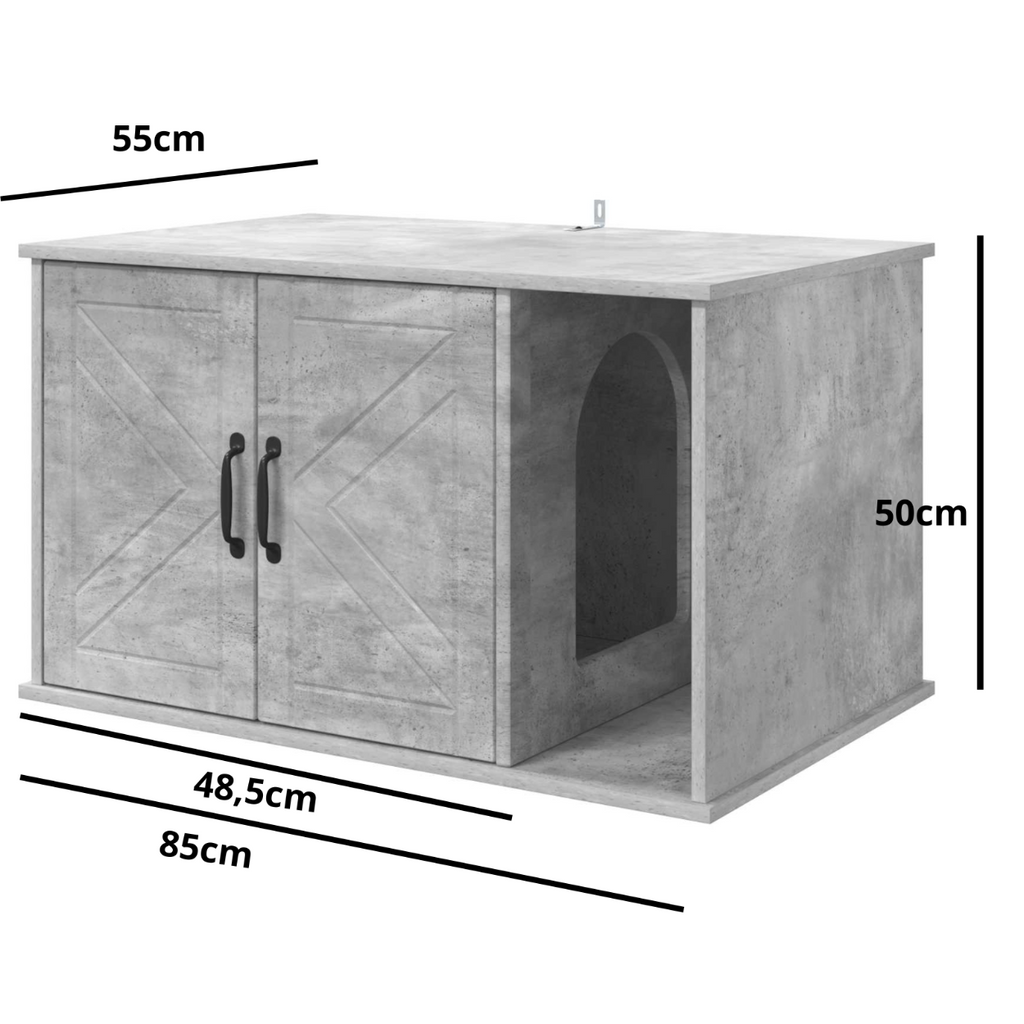 Meuble cache litière gris béton — Moderne