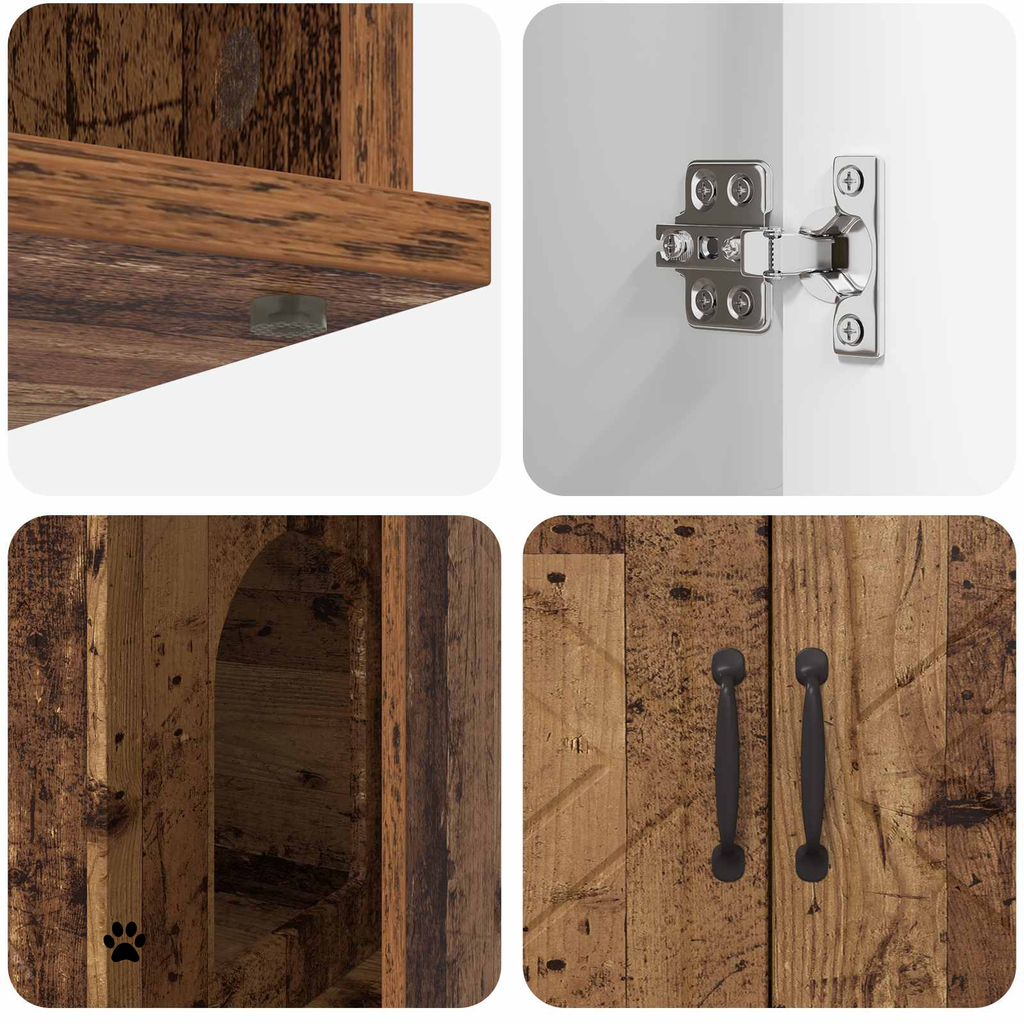 Meuble cache litière bois ancien — Chaleureux