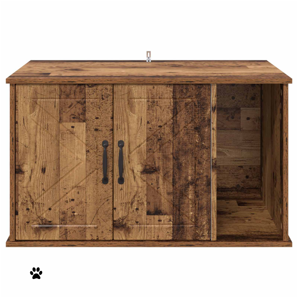 Meuble cache litière bois ancien — Chaleureux