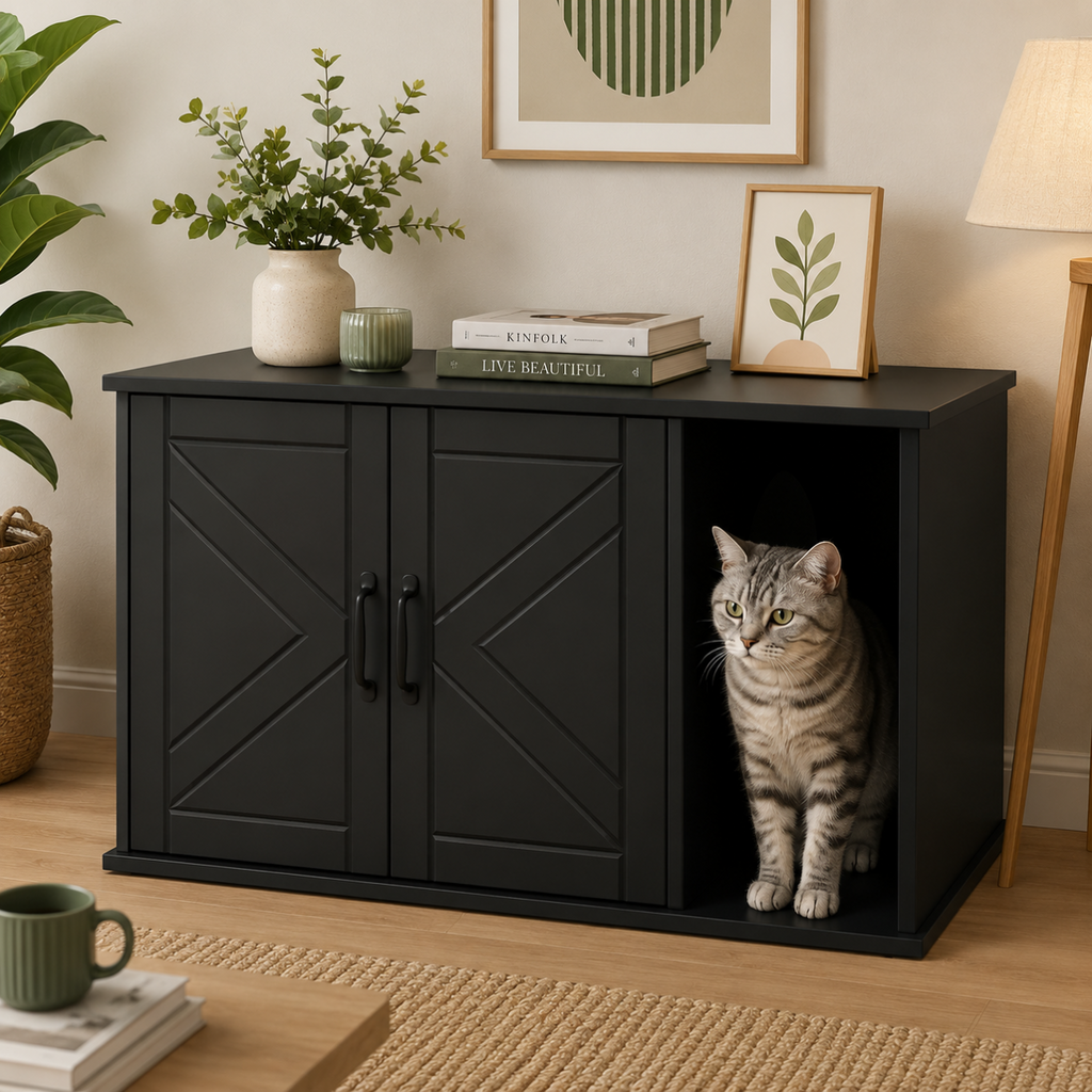 Meuble cache litière noir — Intemporel