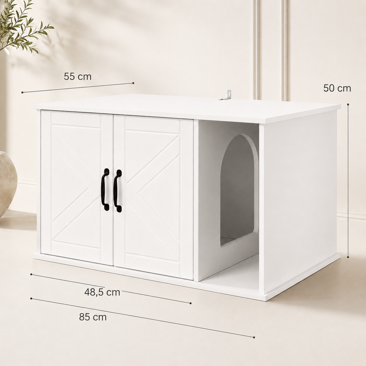 Meuble cache litière blanc — Polyvalent