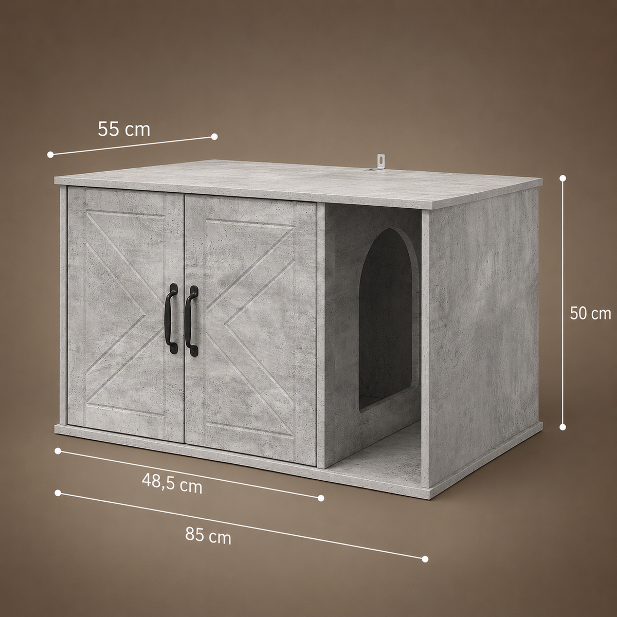 Meuble cache litière gris béton — Moderne