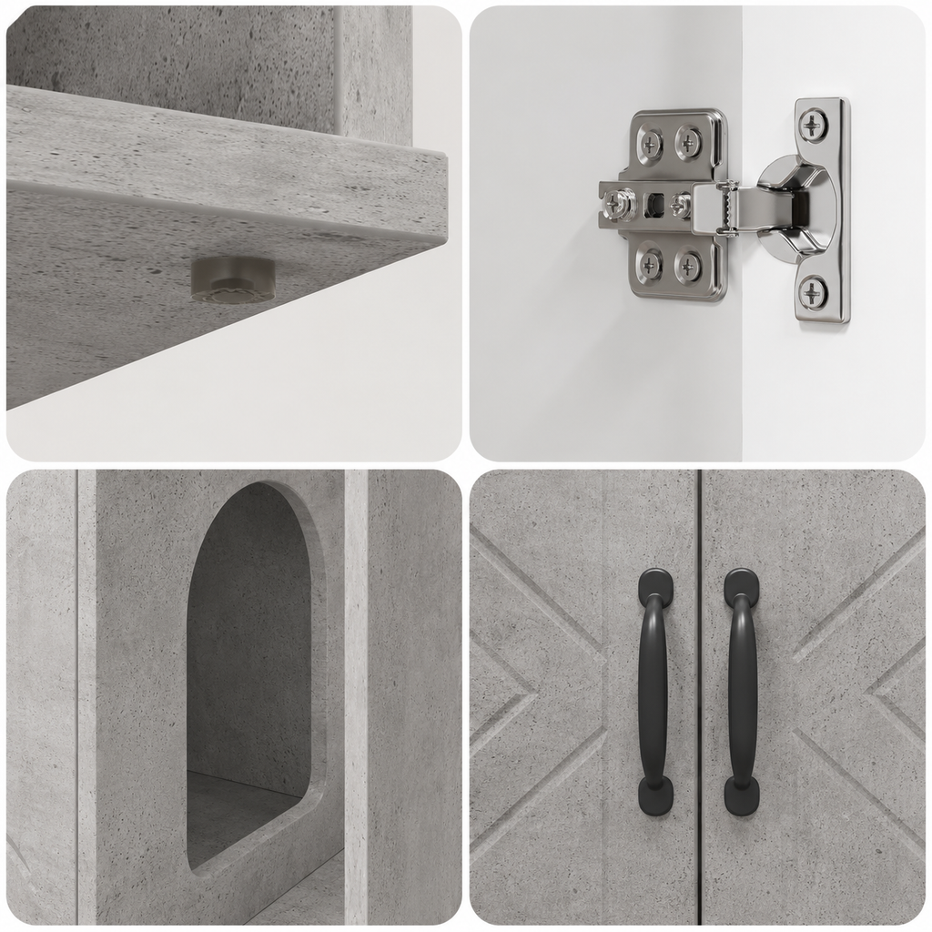Meuble cache litière gris béton — Moderne