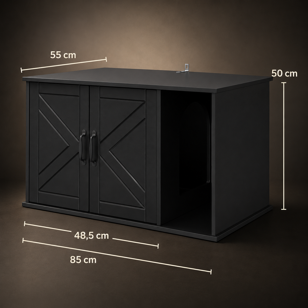 Meuble cache litière noir — Intemporel
